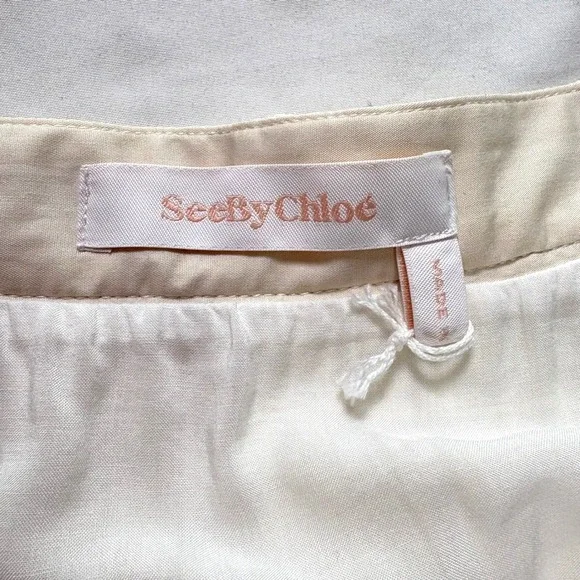 See By Chloé Lace Midi‎ Skirt 42 US 12 Pleated Tiered Coquette Feminine Dainty - Picture 5 of 9